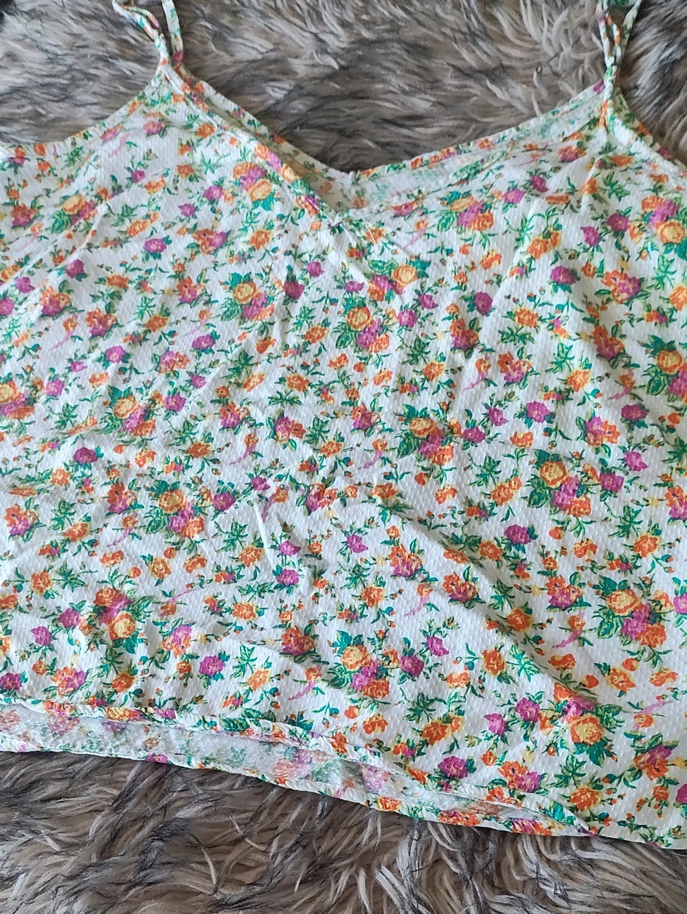 Cynthia Rowley White Floral V-Neck Spaghetti Strap Camisole